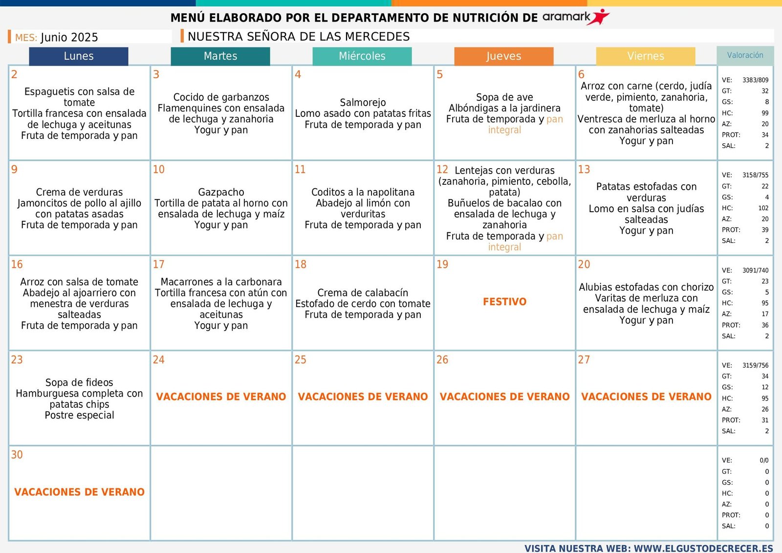 NTRA .SRA DE LA MERCEDES MENU JUNIO page 0001